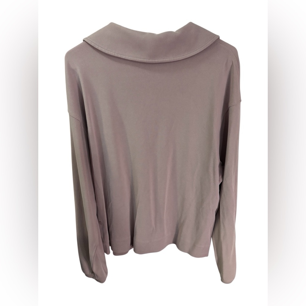 lululemon athletica Open-Collar Long Sleeve Oversized Taupe Sweatshirt | Size M - Picture 2 of 10